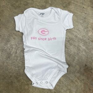 White Baby Onesie with Pink Embroidery